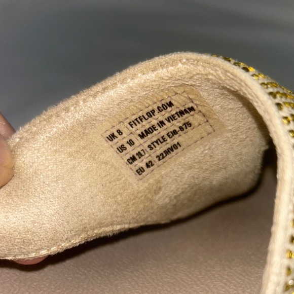 FitFlop Lulu Crystal Embellished Gold Metallic Thong Sandals Orthotic US 10 - Picture 4 of 10